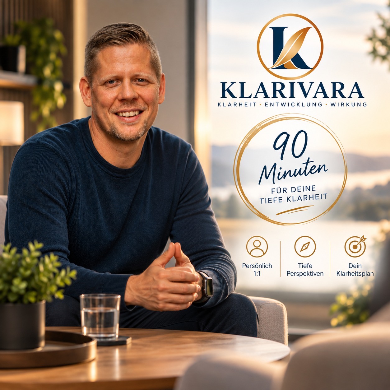 Steffen Knippertz sitzt entspannt im Gespräch – Klarivara Premium-Intensivberatung, 90 Minuten